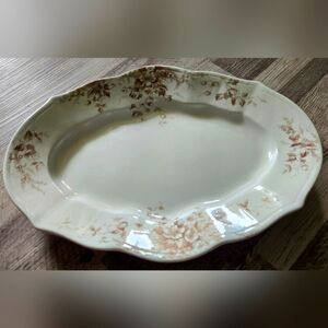 Antique Brown Transferware Platter Colonial Pottery Cluny 16"
